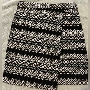 LOFT Black and Cream Patterned Mini Skirt